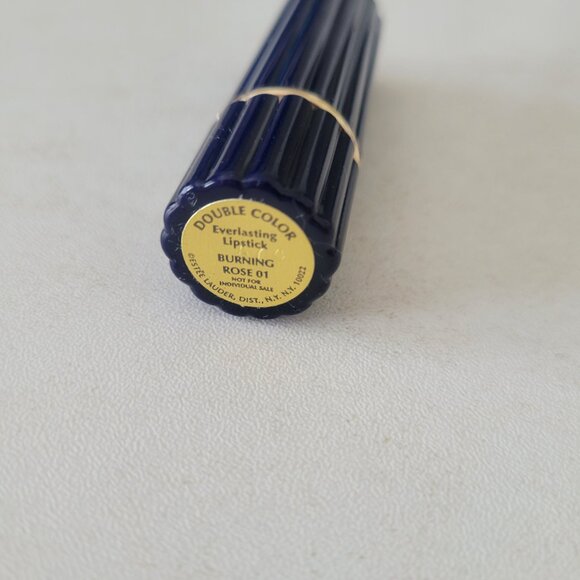 Estee Lauder Double Color Everlasting Lipstick 01 Burning Rose Blue Case New - Picture 5 of 5